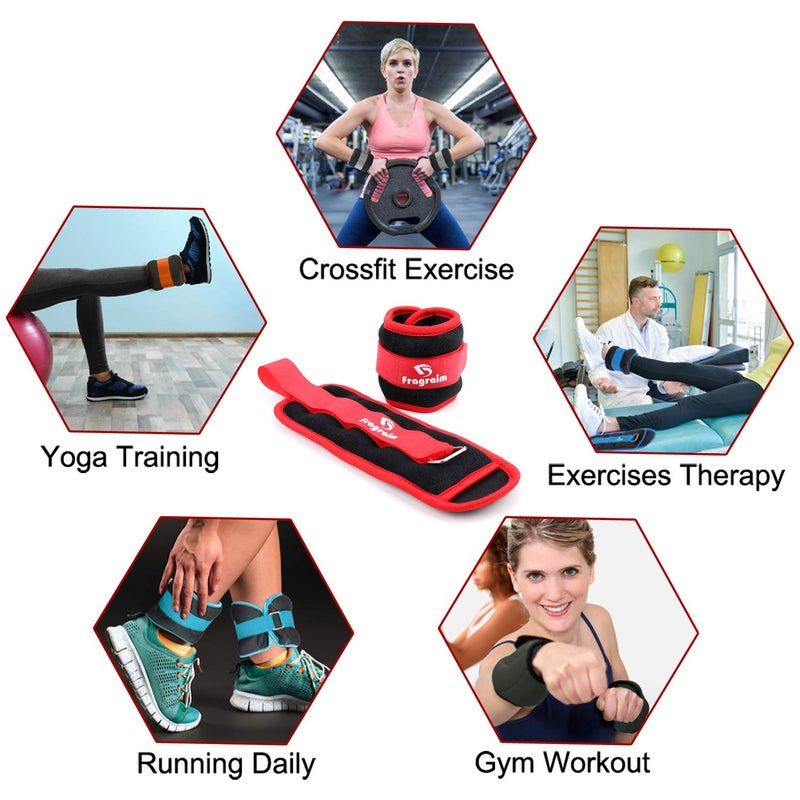 Fragraim Ankle Weights for Women, Men and Kids - 0.5 LB x 2 Strength Training Wrist/Leg/Arm Weight with Adjustable Strap for Jogging, Gymnastics, Aerobics, Physical Therapy (Red) - Image 5